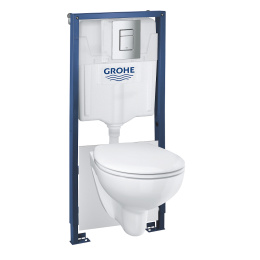 Система инсталляции Grohe Solido с подвесным унитазом Bau Ceramic, 5 в 1 в сборе