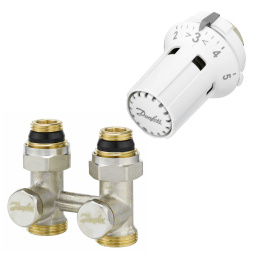 Комплект для радиаторов Danfoss с нижним подключением RLV-KS/RTRW-K - G 3/4 A x G 1/2 A, прямой с переходниками