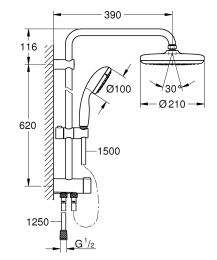 Душевая колонна Grohe New Tempesta 210 26381001