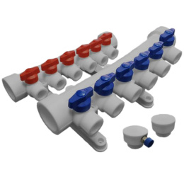 Коллекторная группа из полипропилена Valfex 40х20 на 6 выходов СЕРАЯ