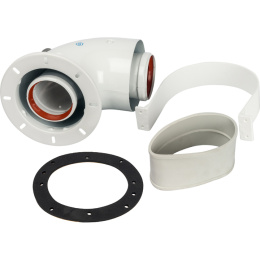 Адаптер Stout DN60/100 для котла угловой 90 градусов коаксиальный (совместимый с Bosch, Buderus)(с логотипом)