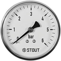 Манометр Stout аксиальный, Dn 63 мм 1/4 , 0...6 бар, кл.2.5