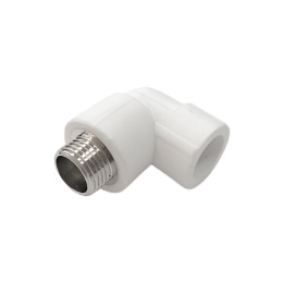 Угольник из полипропилена Valfex PRO переходной с наружной резьбой 20х1/2, белый