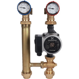Насосная группа Stout DN25 (1 ) для твердотопливных котлов, с насосом Grundfos UPSO 25-65