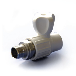 Кран шаровой полипропиленовый ПОЛИТЭК для радиатора прямой 20 x 1/2, белый