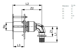 Сквозное угловое присоединение TECE TECEflex 16 x 1/2, бронза