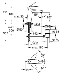 Смеситель для раковины Grohe Eurodisc Cosmopolitan 23448002