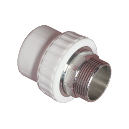 Муфта полипропиленовая Valfex переходная с наружной резьбой 20 x 1/2, белая