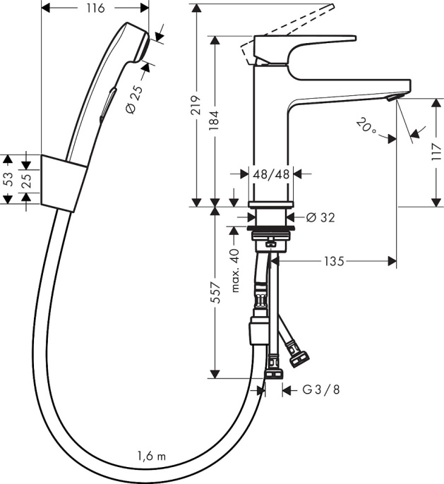 Смеситель для раковины Hansgrohe Metropol 74522000