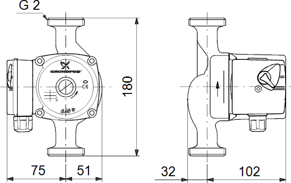 Циркуляционный насос Grundfos UPS 32-60 180
