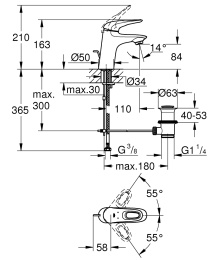 Смеситель для раковины Grohe Eurostyle 33558003