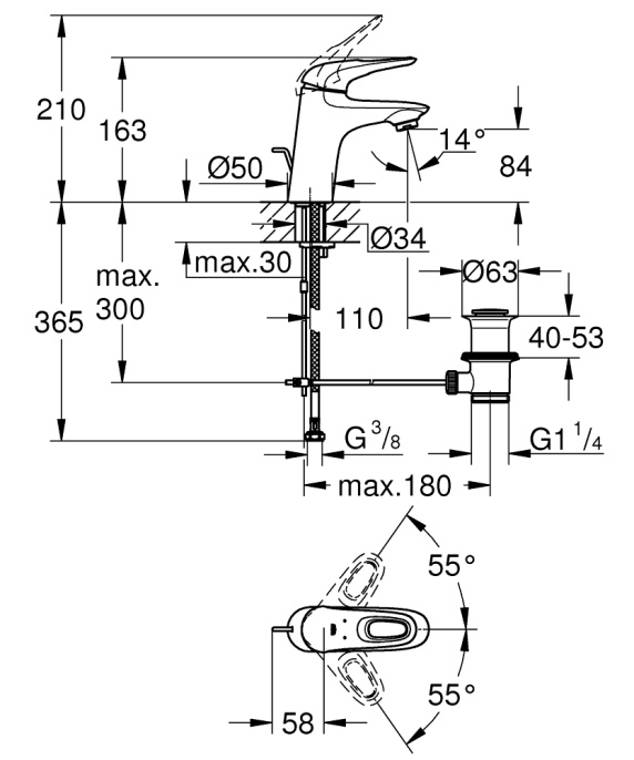 Смеситель для раковины Grohe Eurostyle 33558003