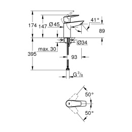 Смеситель для раковины Grohe BauEdge, хром