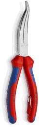 Плоскогубцы KNIPEX механика, плоскокруглые изогнутые губки с крестовой насечкой, 200 мм, хром, 2К ручки, с креплением для страховки