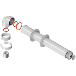 Комплект дымохода Rommer СТАНДАРТ 60/100 - 900мм (Baxi (кроме ECO Nova/Classic), Ariston, Vaillant, Viessmann, Kiturami, Mizudo, Beretta, Oasis, Wolf, Haier, Tiberis, DeDietrich, Arderia) хомут в комплекте + втулка D60 L-50