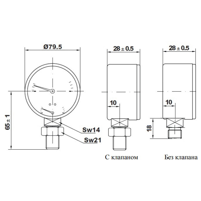 Термоманометр Watts F+R 828/6, радиальный