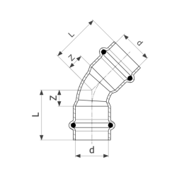 Отвод 45 медный Viega Profipress с SC-Contur d=15 (арт. 292 508)