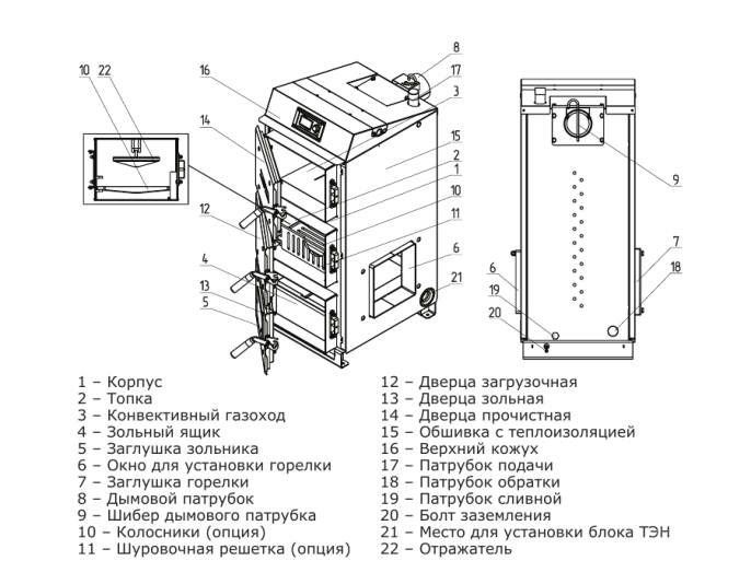 Твердотопливный напольный котел отопления ZOTA Forta 20 кВт