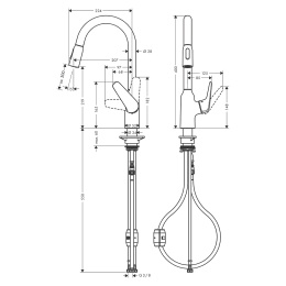 Смеситель для кухни Hansgrohe Focus M42, с вытяжным изливом, хром