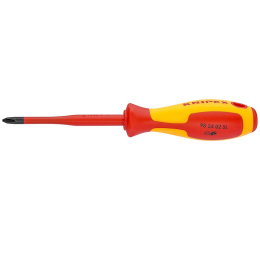 Отвертка KNIPEX крестовая PH1 тонкая VDE, длина лезвия 80 мм, 187 мм, диэлектрическая, 2-компонентная рукоятка