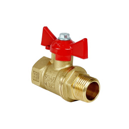 Кран шаровый Valfex N/P59 для ВОДЫ 1/2 ВР/НР ручка-бабочка, латунный 11Б27фт1М