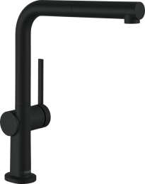 Смеситель для кухни Hansgrohe однорычажный, 270, с вытяжным изливом, 1jet, sBox, матовый черный 72809670
