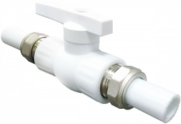 Кран шаровой полипропиленовый Valfex 25х1 полнопроходной с двусторонним разъемным соединением БЕЛЫЙ