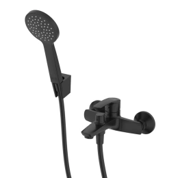 Смеситель для ванны/душа IDDIS Ray, черный матовый, на стену
