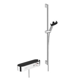 Душевая система Hansgrohe Pulsify S Showerpipe 105 3jet с термостатом для ванны, штанга 90 см, хром 24270000