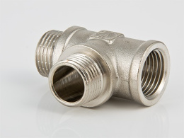 Тройник VALTEC 3/4 внутренняя-наружная резьба, никелированная латунь