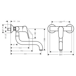 Смеситель для кухни Hansgrohe Focus, настенный, хром