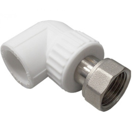 Угольник из полипропилена Valfex с накидной гайкой 25х1 БЕЛЫЙ, арт. 11138025