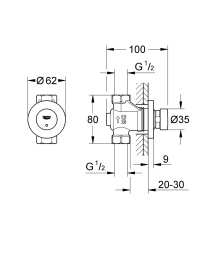 Нажимной вентиль Grohe Euroeco Cosmopolitan T 36268000 без смешивания