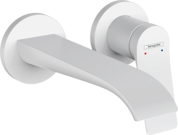Встраиваемый смеситель Hansgrohe для раковины Vivenis, однорычажный, настенный, с изливом 19,2 см, матовый белый 75050700